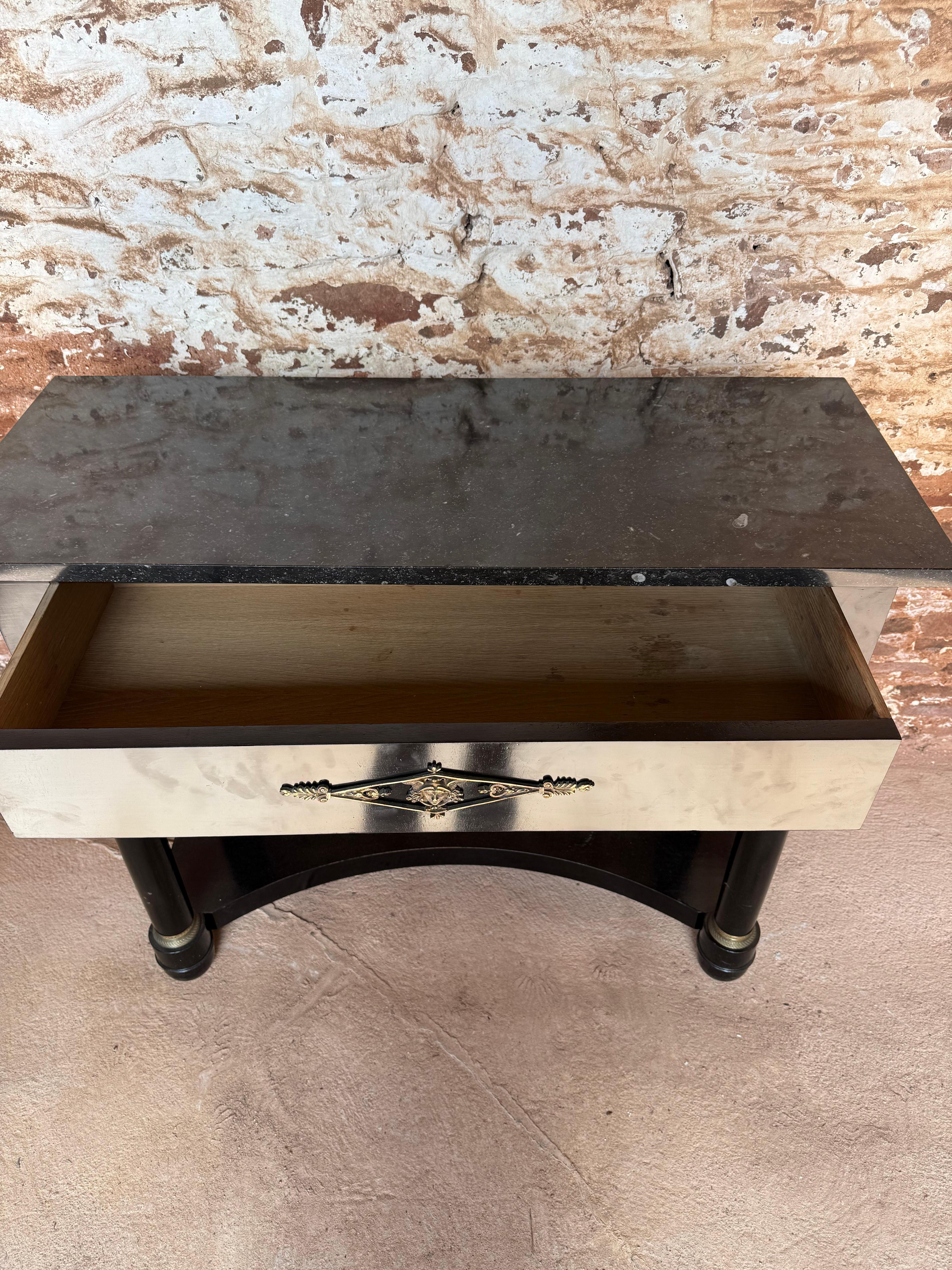 Sapele Wood Early 20th century empire style ebonised console table For Sale