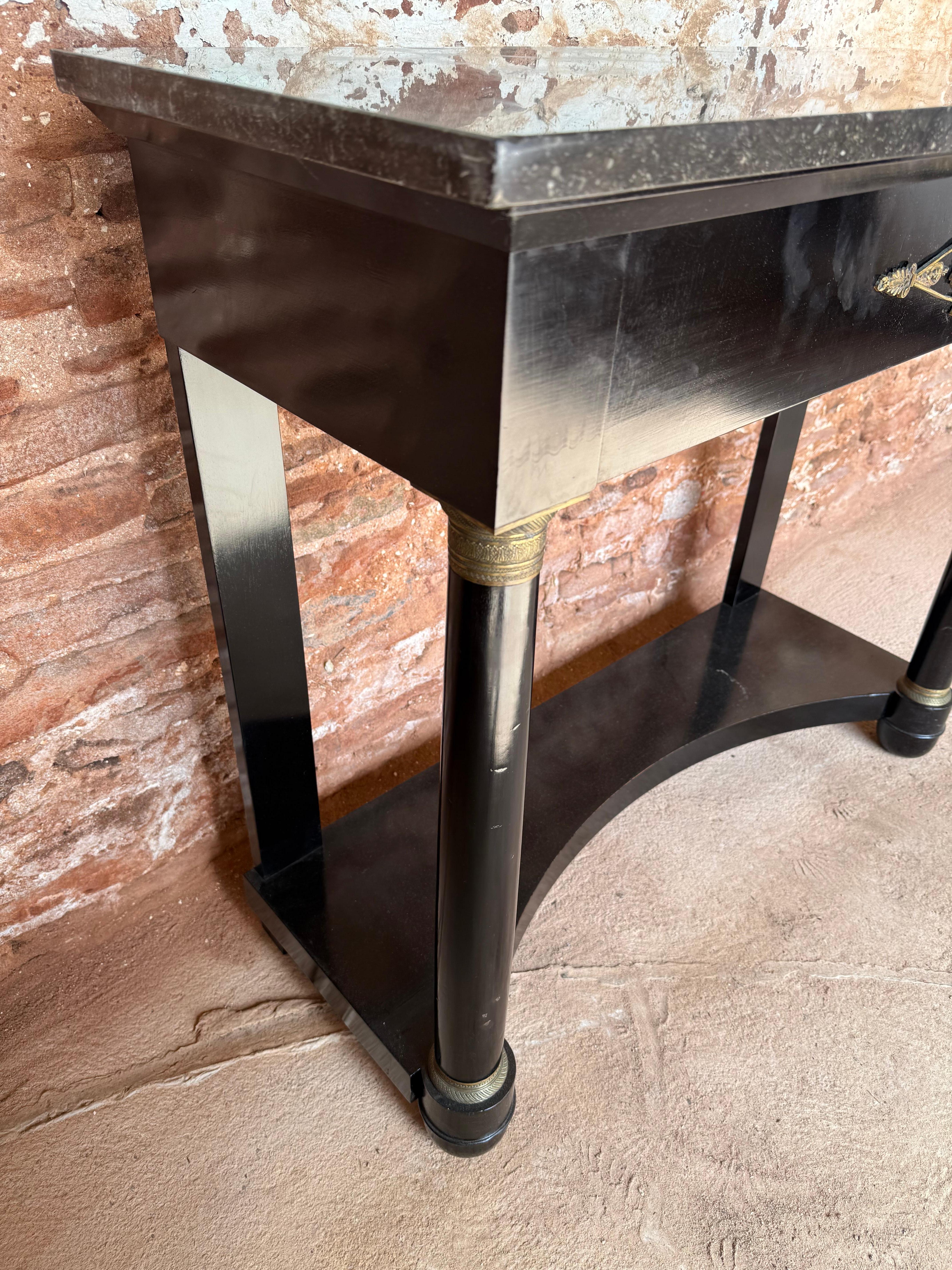 Early 20th century empire style ebonised console table For Sale 2