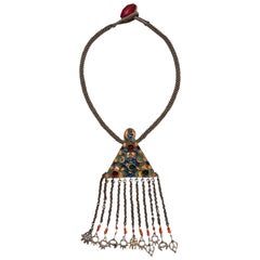 Early 20th Century Enamel and Silver Necklace, Djerba Island, Tunisia