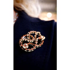 Early 20th Century Enamel Diamond And Gold Double Snake Brooch, Circa 1920
