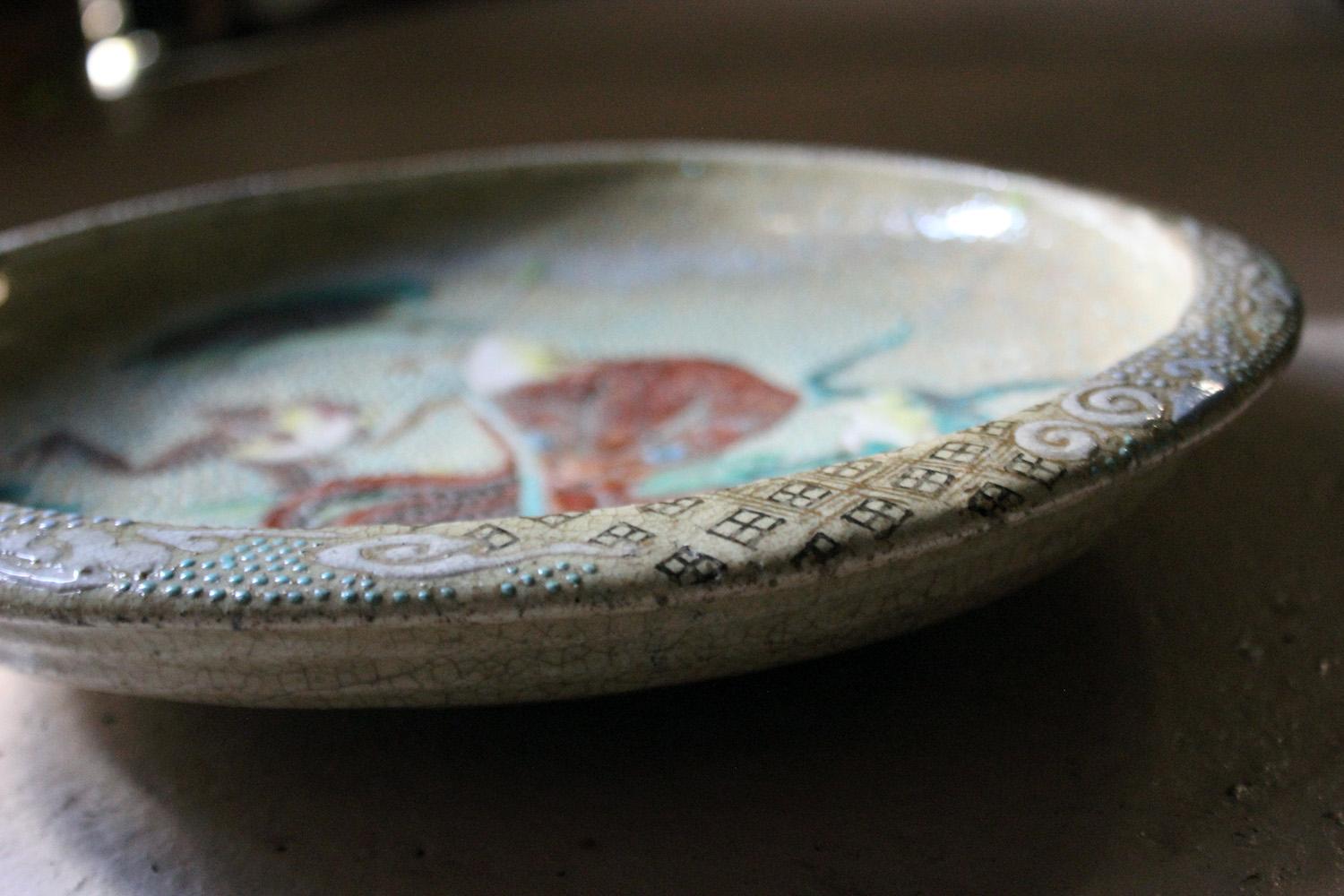 Early 20th Century Enamel Painted Japanese Satsuma Stoneware Charger 3