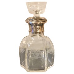 Early 20th Century Endgraved Crystal and Silver Carafe, 1920s