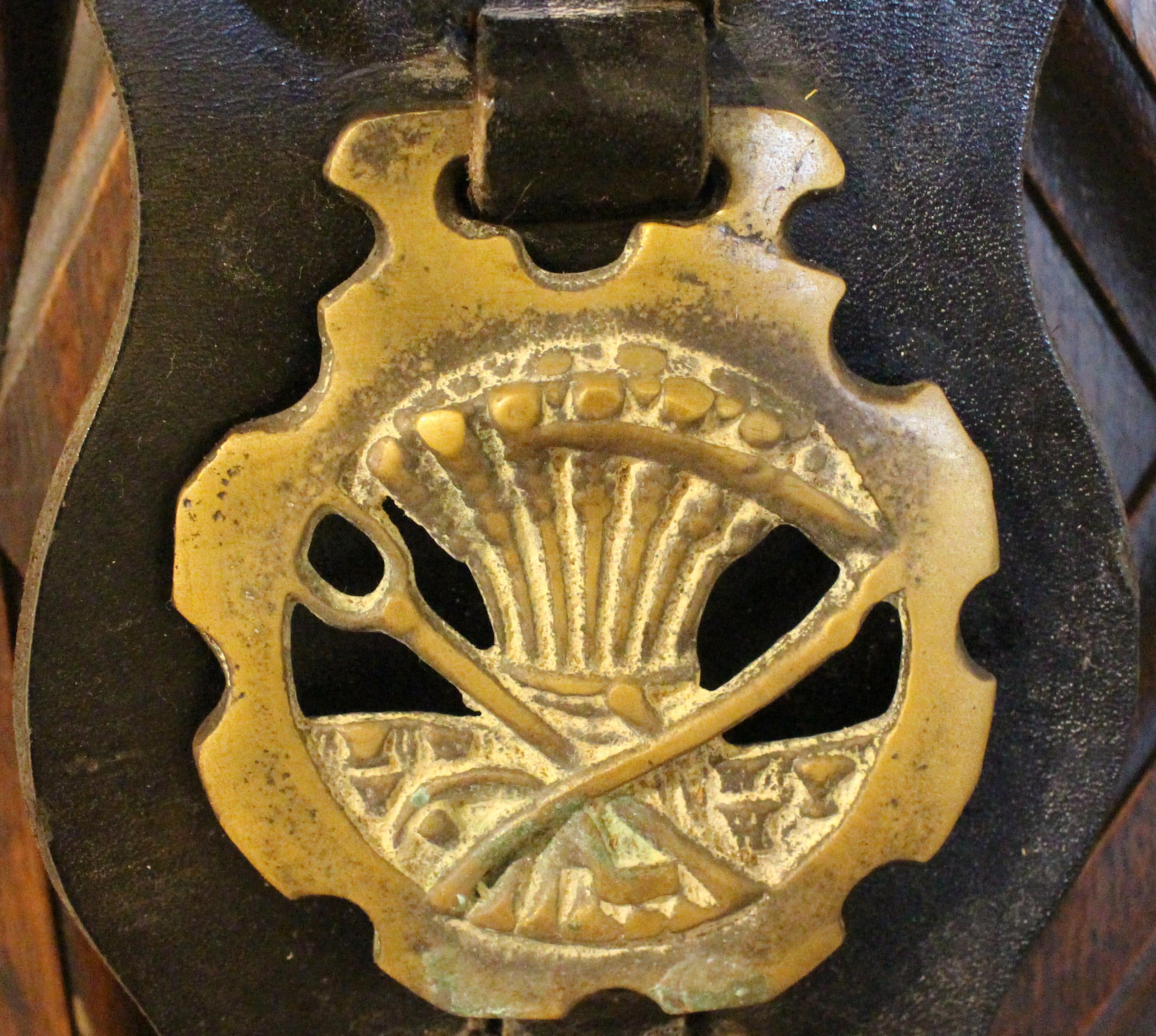 Early 20th Century English 6-Brass Leather Horse Strap For Sale 3