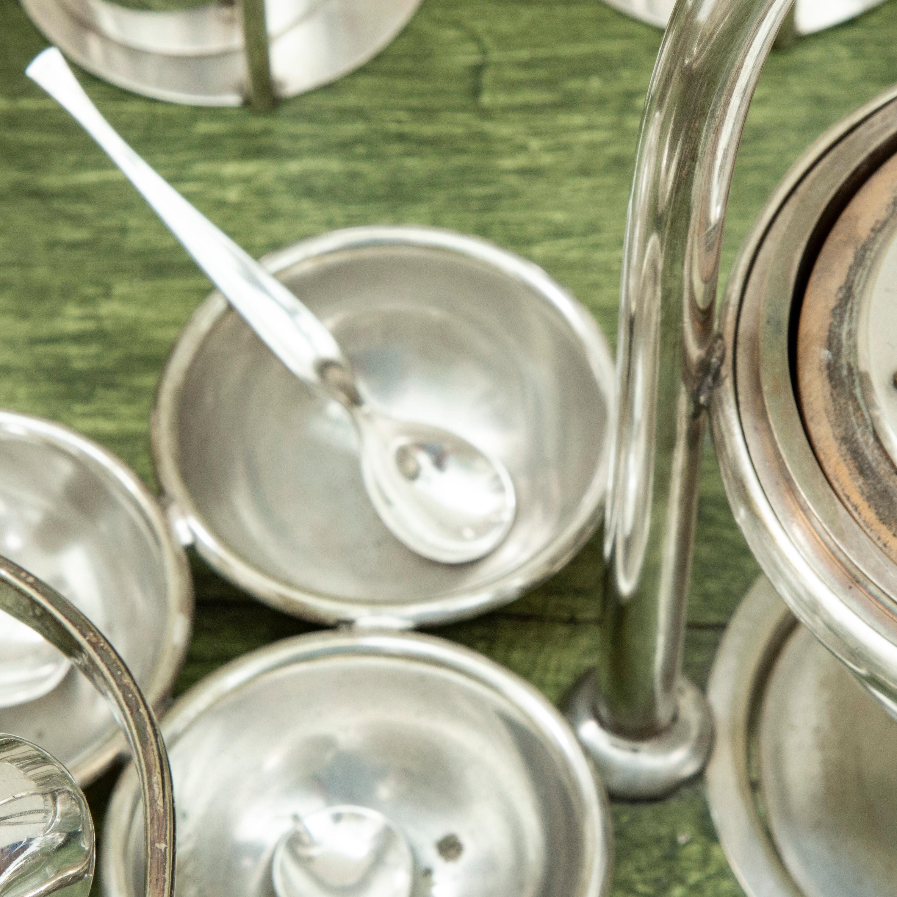 Early 20th Century English Art Deco Period Silver Plate Yacht Cocktail Service For Sale 7