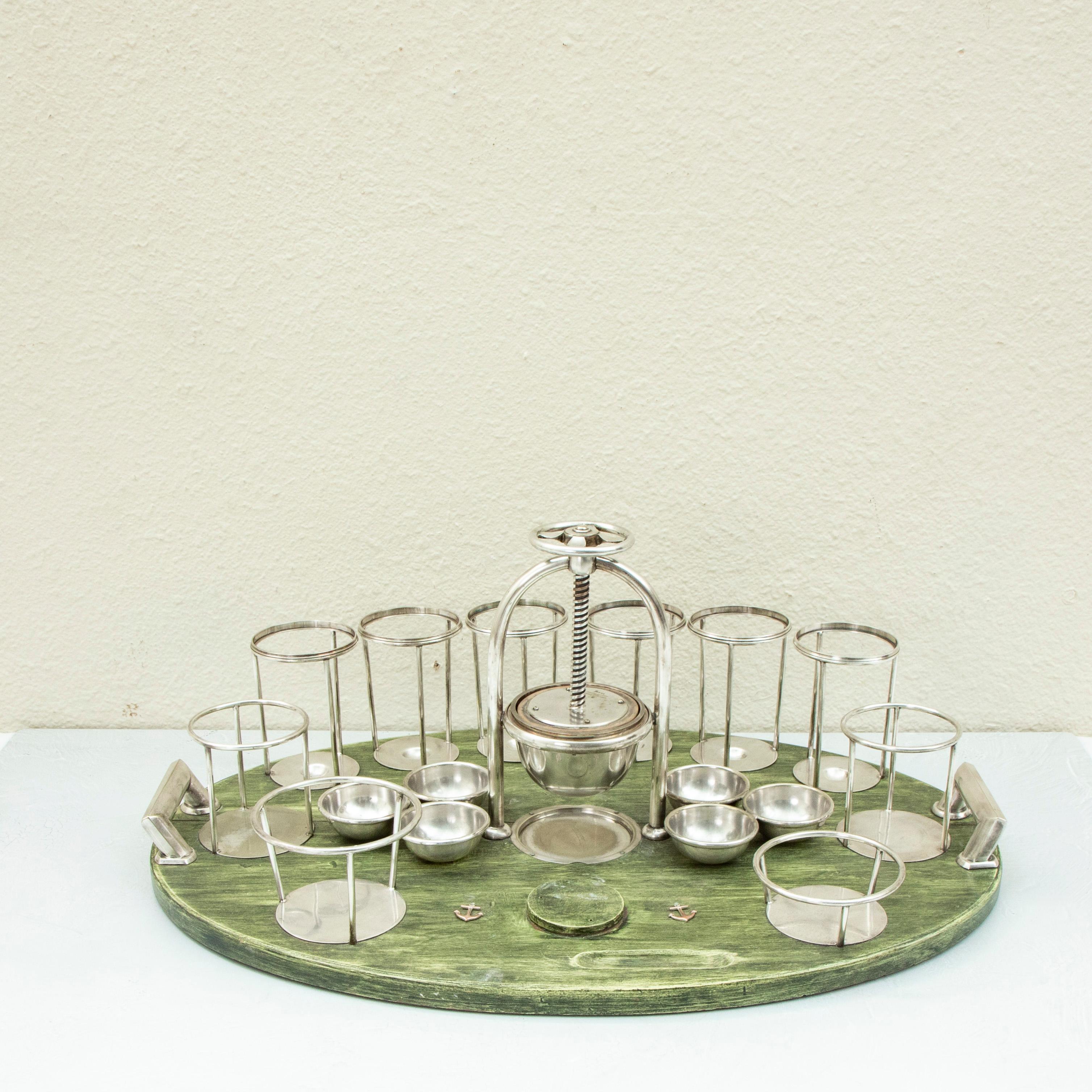 Early 20th Century English Art Deco Period Silver Plate Yacht Cocktail Service For Sale 8