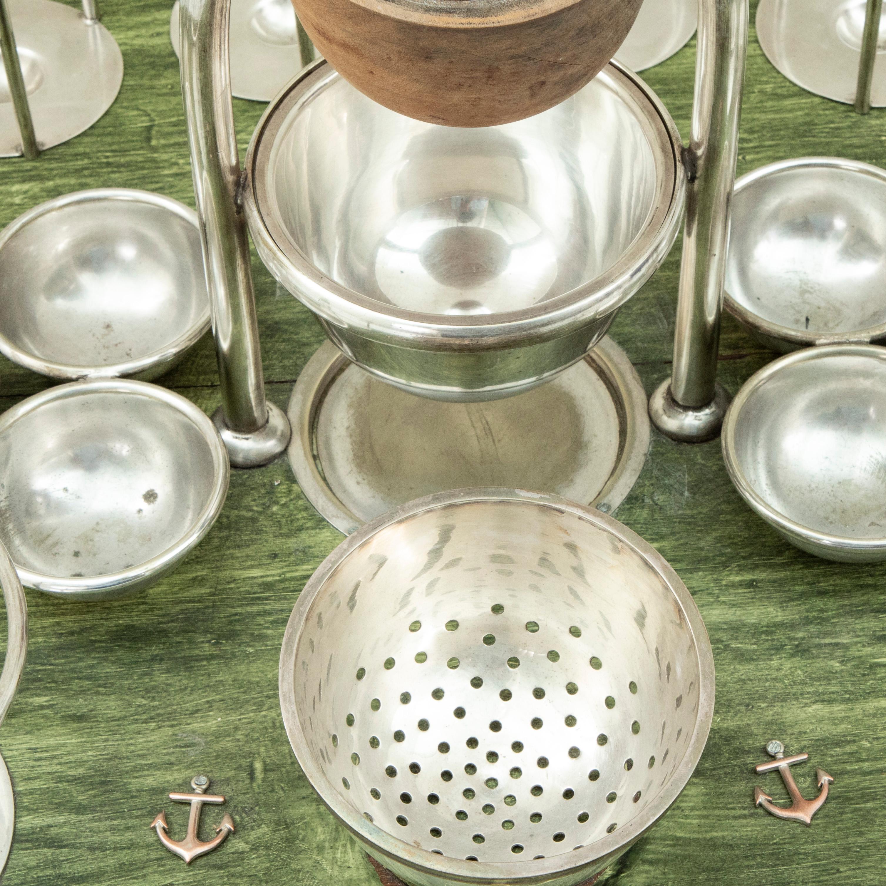 Early 20th Century English Art Deco Period Silver Plate Yacht Cocktail Service For Sale 12