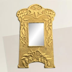 Early 20th Century English Art Nouveau Brass Framed Mirror