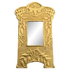 Early 20th Century English Art Nouveau Brass Framed Mirror