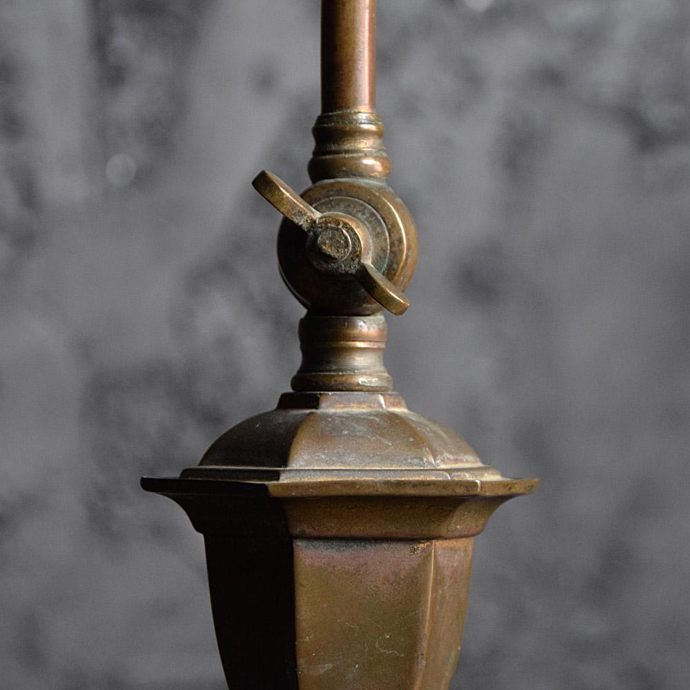 Early Victorian Early 20th Century English Articulated Brass C Arm Lamp