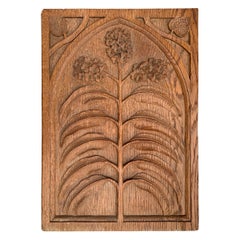 Early 20th Century English Arts & Crafts Carved Floral Panel