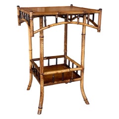 Early 20th Century English Bamboo & Leather-Top Side Table