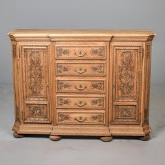Early 20th Century English Bleached and Carved Oak Cabinet