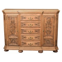 Early 20th Century English Bleached and Carved Oak Cabinet