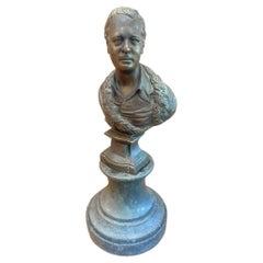 Busto inglés de bronce de Walter Scott de principios del siglo XX sobre pedestal