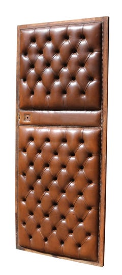 Early 20th Century English Brown Leather Chesterfield Door