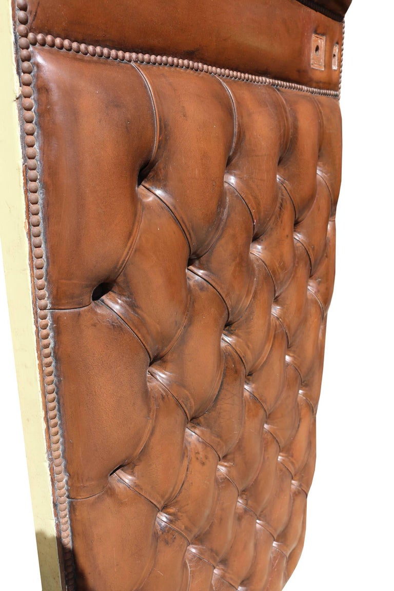 Early 20th Century English Brown Leather Chesterfield Door at 1stDibs