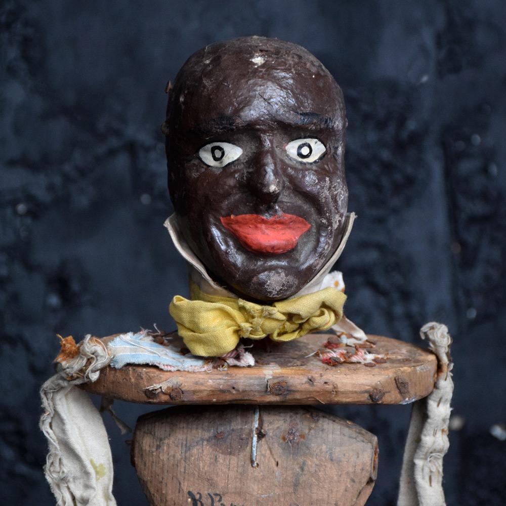 Early 20th century English bullocks Royal Marionette figure 

We share what we love, and we love this characteristic hand crafted articulated English Bullocks Royal Marionette figure. Made from a papier Mache head and pine body with all hand