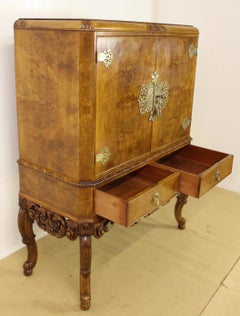 Early 20th Century English Burr Walnut Cocktail Cabinet