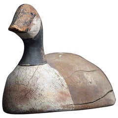 Antique Early 20th Century English Carved Decoy Goose