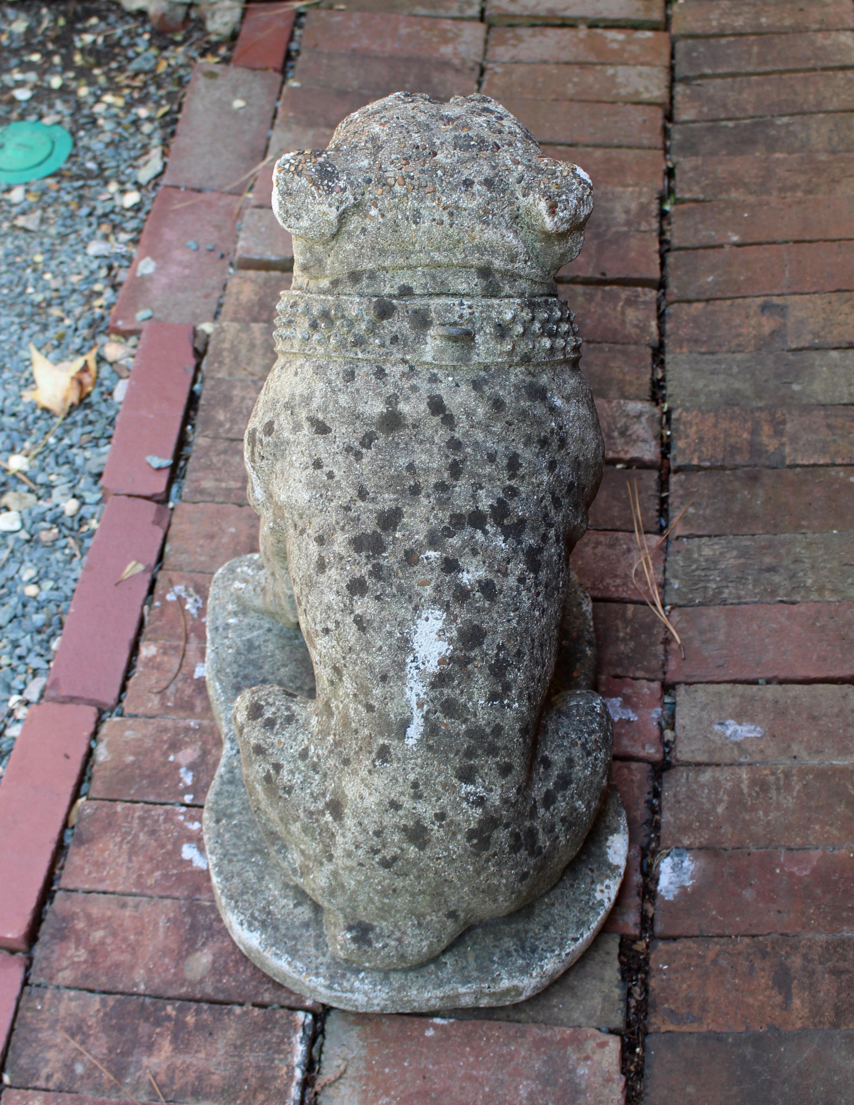 Romantic Early 20th Century English Cast Stone Bulldog Garden Statue