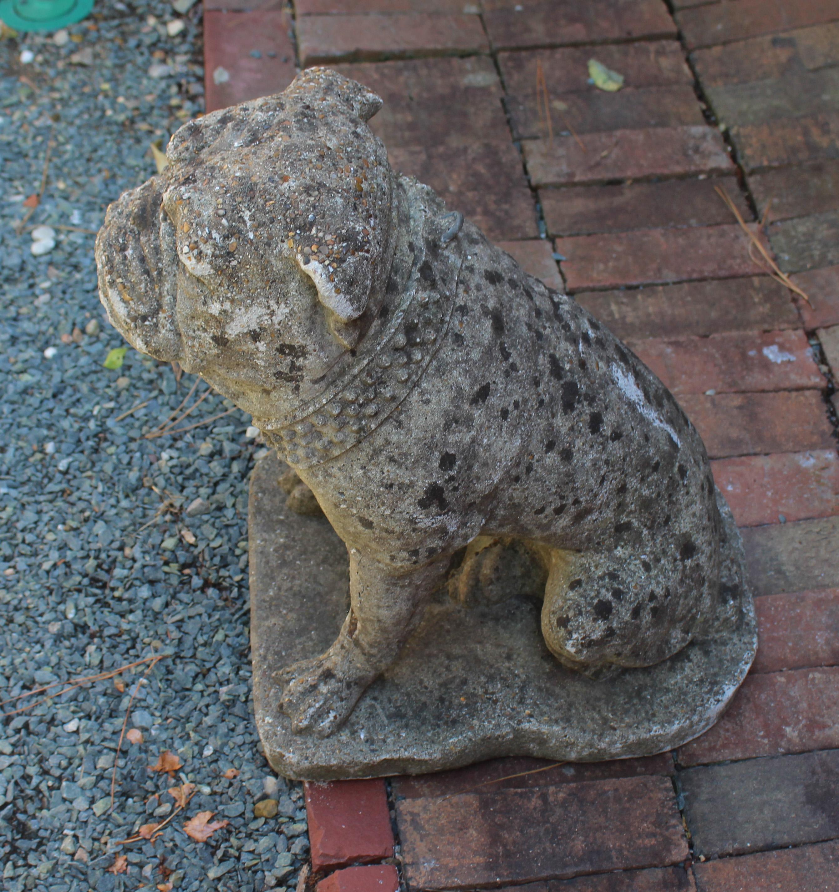Early 20th Century English Cast Stone Bulldog Garden Statue In Good Condition In Chapel Hill, NC