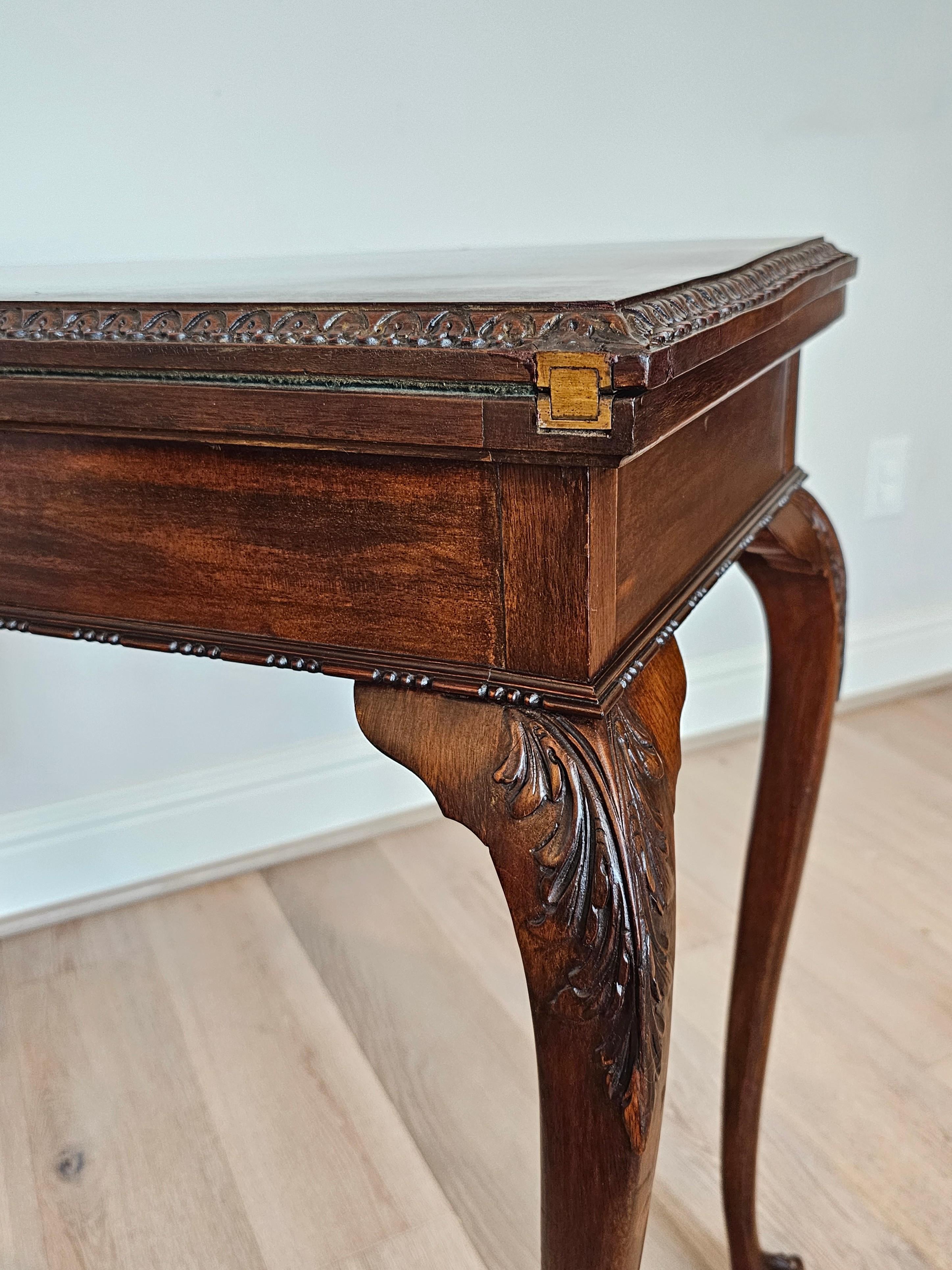 Englischer Konsolen-Spieltisch aus Mahagoni im Chippendale-Stil des frühen 20. Jahrhunderts  im Angebot 8