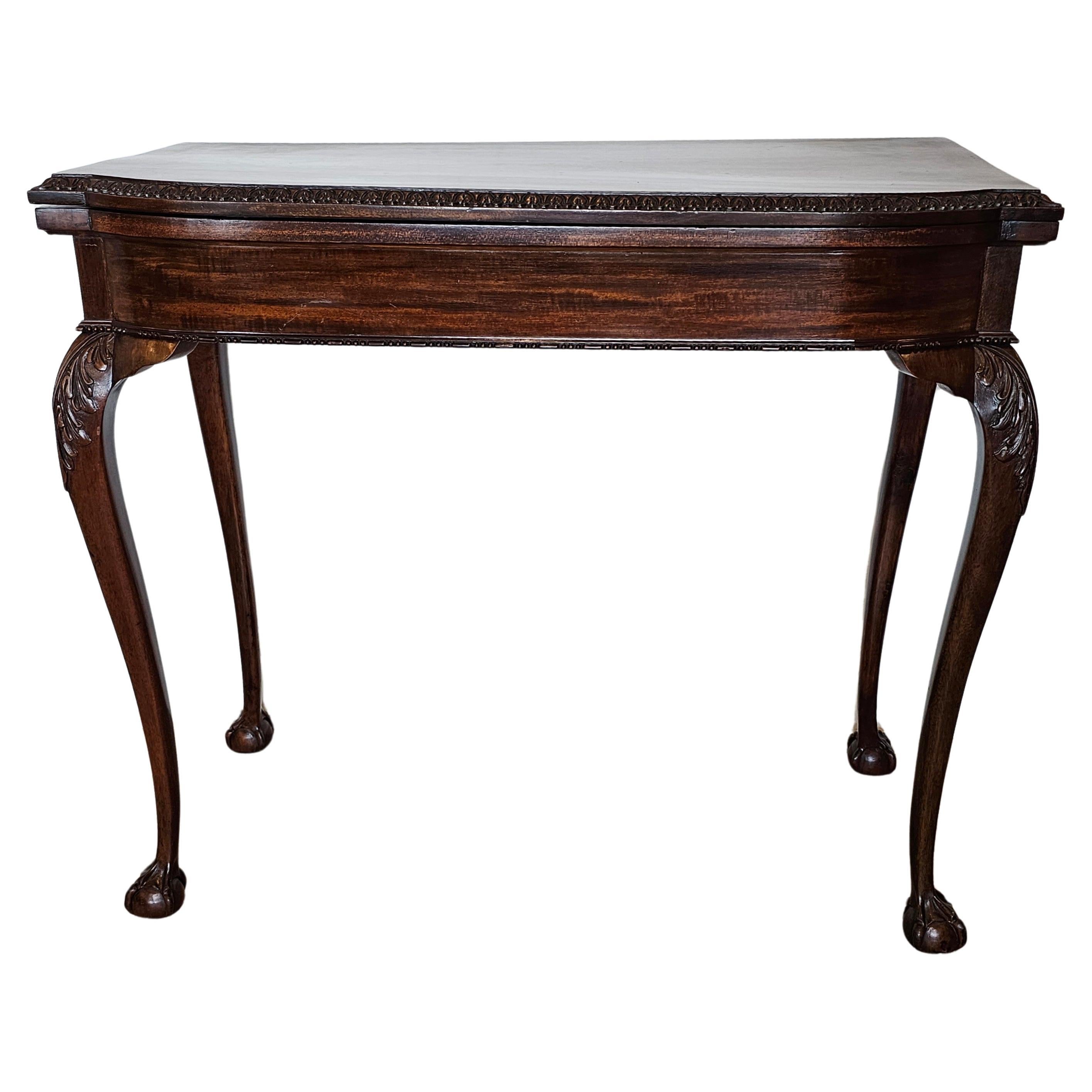 Early 20th Century English Chippendale Style Mahogany Console Games Table  For Sale