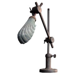 Early 20th Century English Clam Shell Work Bench Lamp