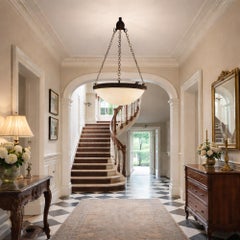 Early 20th Century English Copper and Alabaster plafonnier light