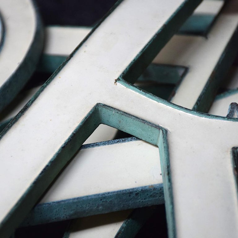 Early 20th Century English Copper and Enamel Shop Front Sign Letters