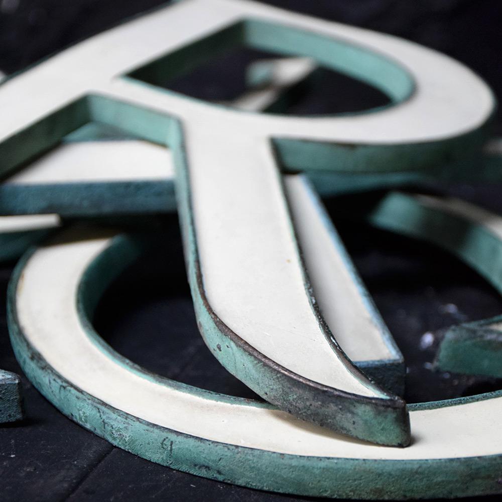 Early 20th Century English Copper and Enamel Shop Front Sign Letters For Sale 1