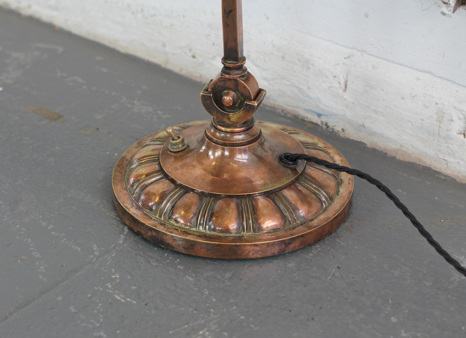 Edwardian Early 20th Century English Copper Desk Lamp, circa 1910