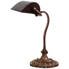 Antique Early 20th Century English Copper Desk Lamp, circa 1910