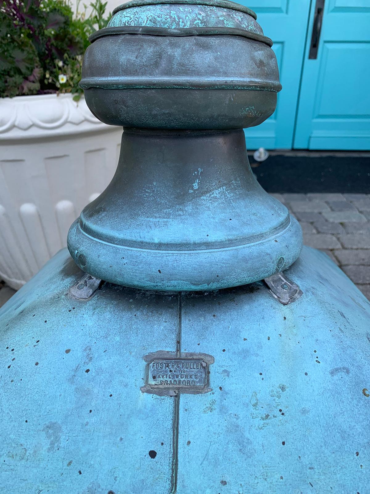 Mid-20th Century Early 20th Century English Copper Verdigris Foster & Pullen Street Lantern