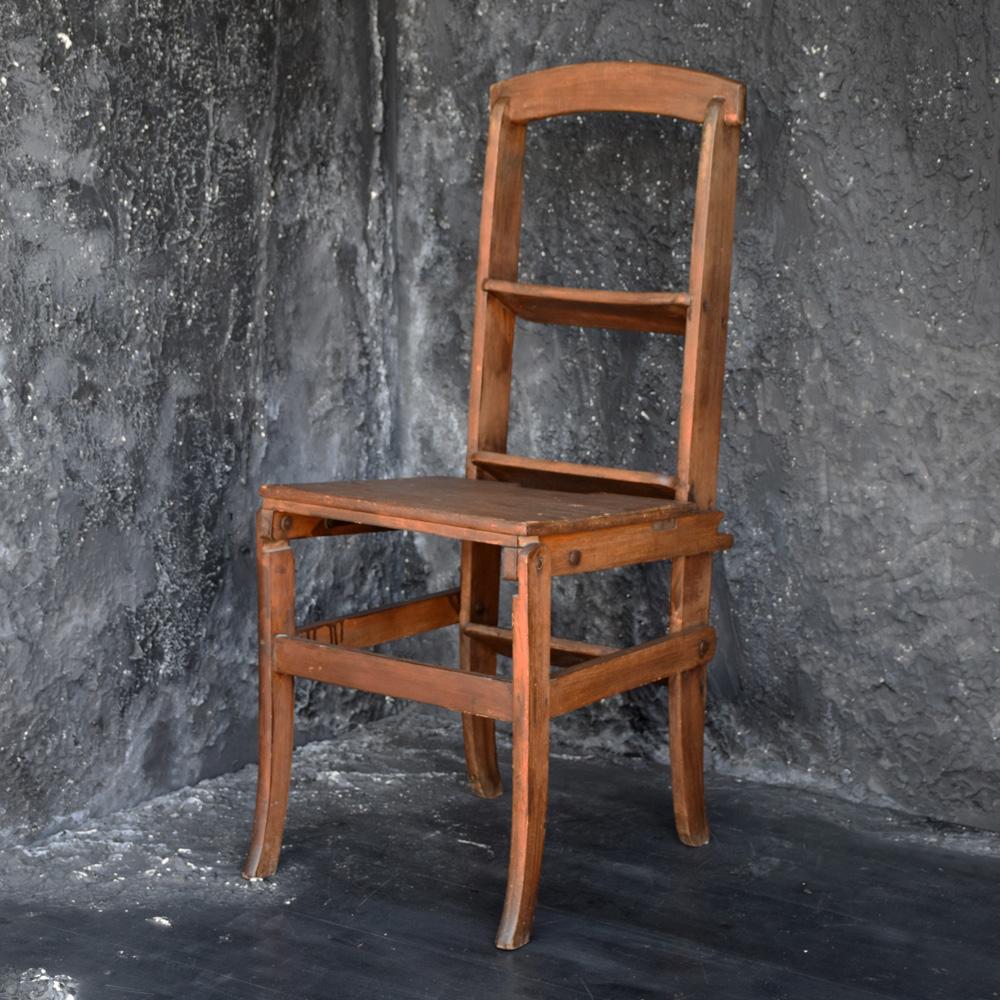 Hand-Crafted Early 20th Century English Country House Oak Metamorphic Step Ladder Chair