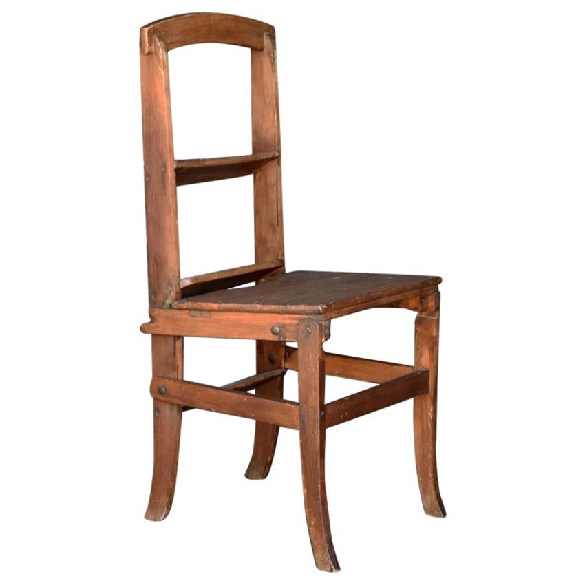 Early 20th Century English Country House Oak Metamorphic Step Ladder Chair