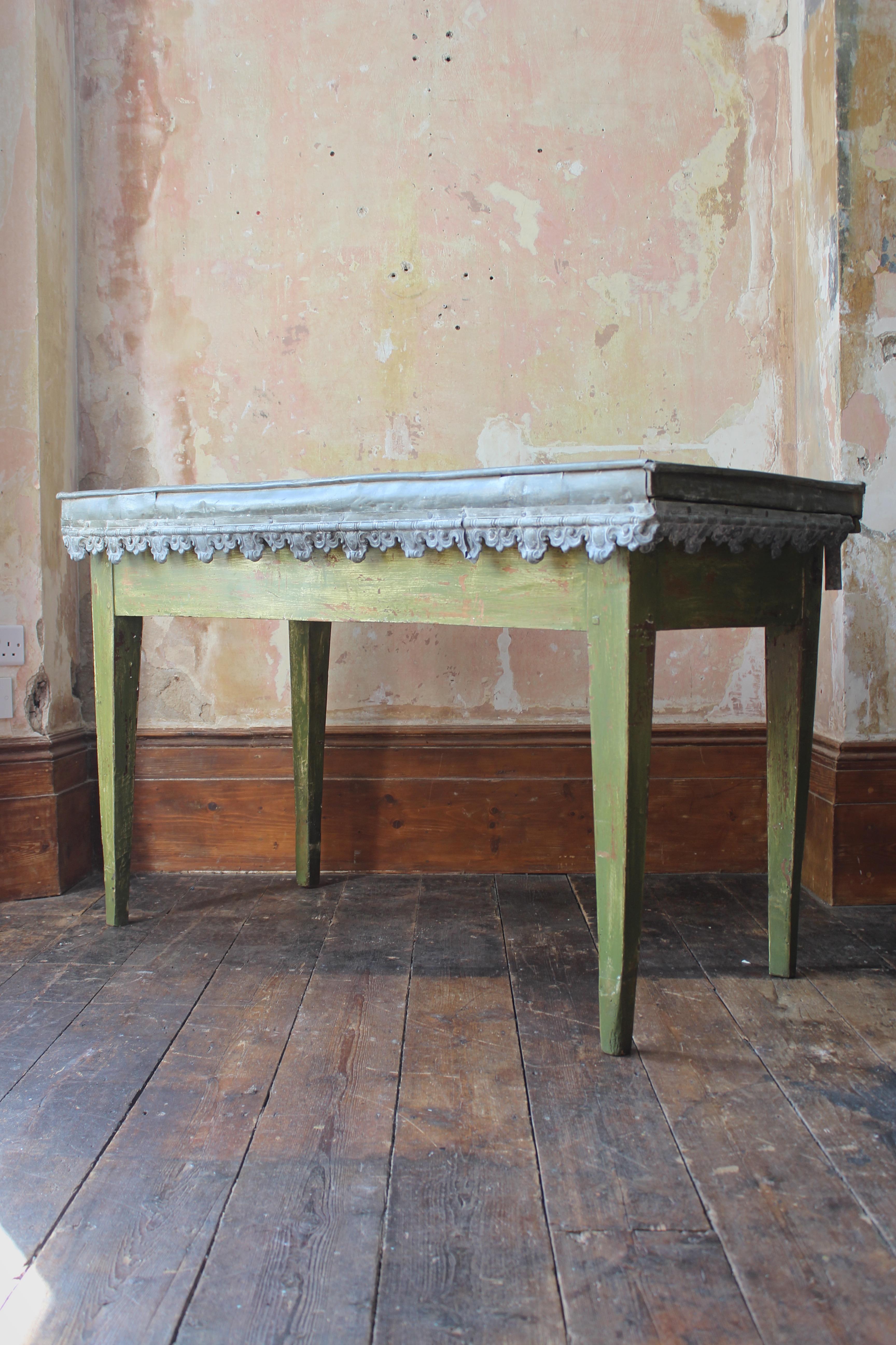 Early 20th Century English Country House Zinc Orangery Potting Garden Table  11