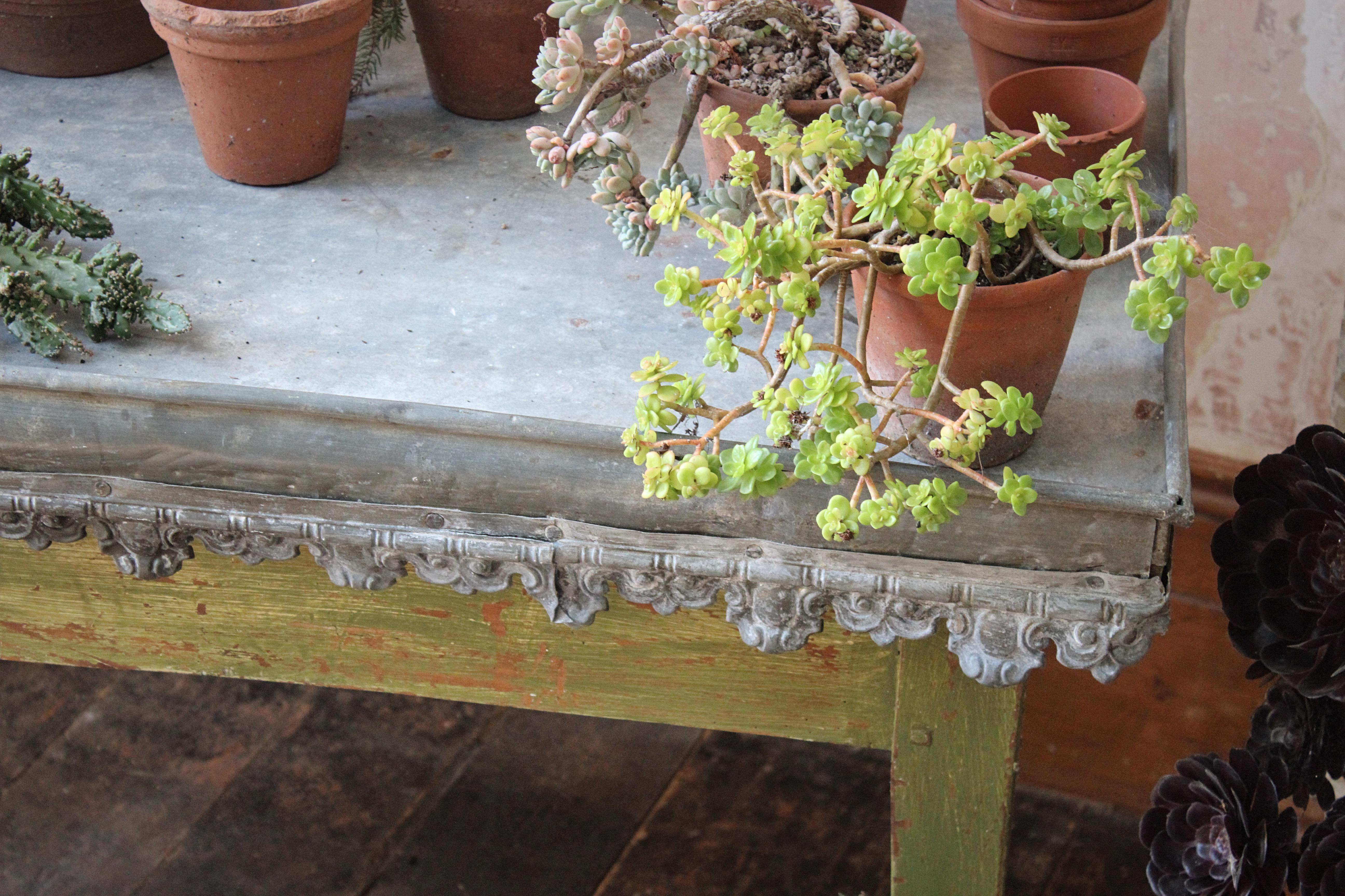 Early 20th Century English Country House Zinc Orangery Potting Garden Table  2