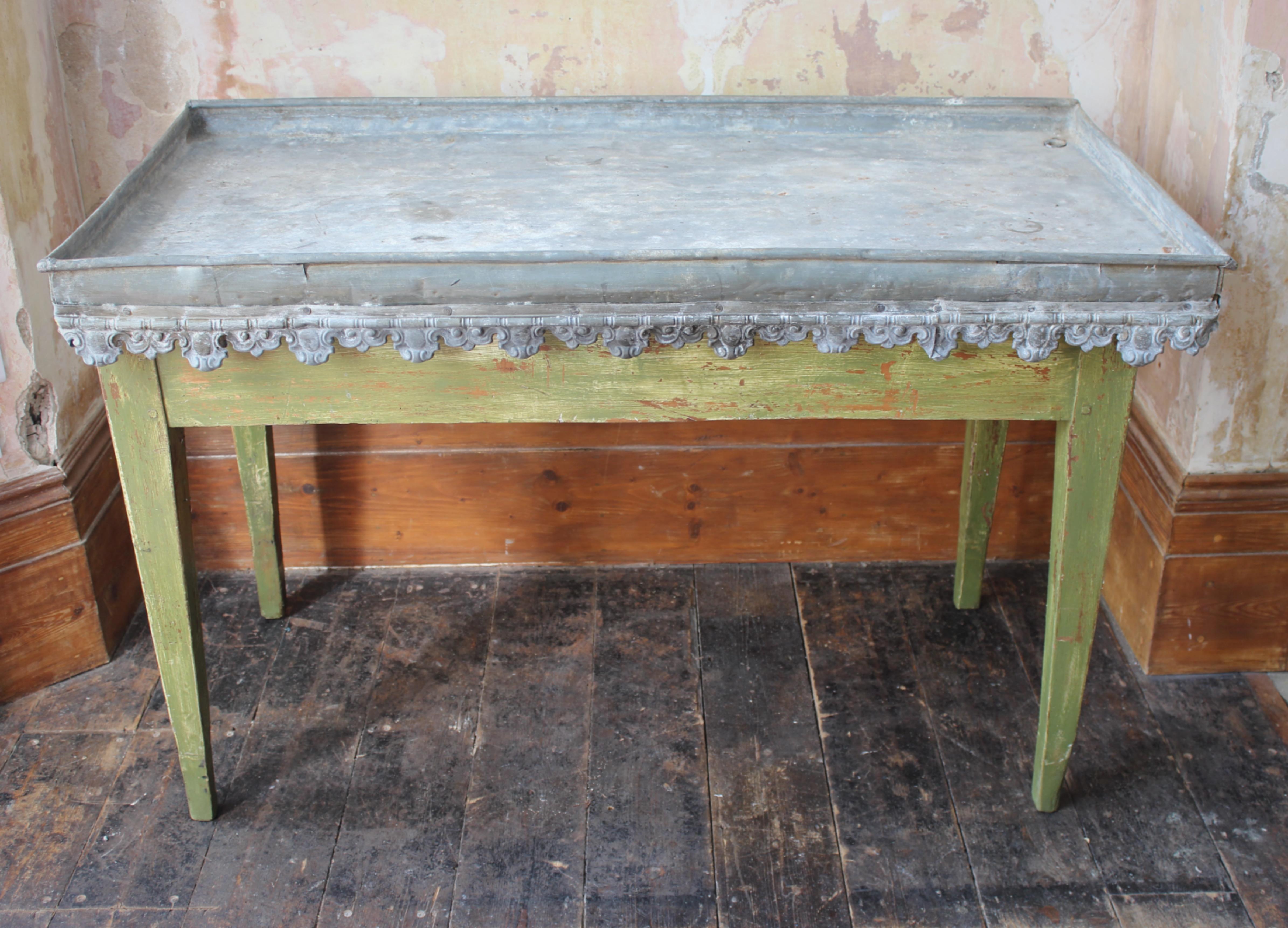 Early 20th Century English Country House Zinc Orangery Potting Garden Table  6
