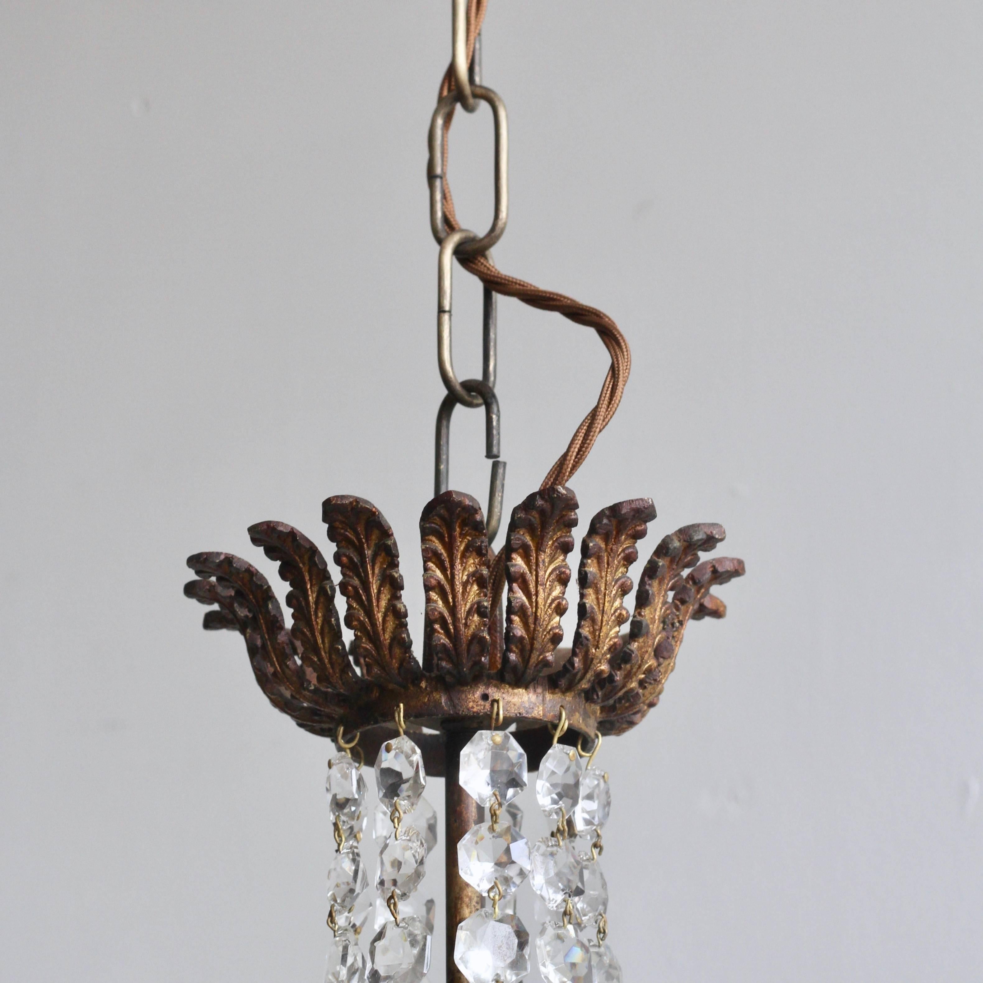 Early 20th Century English Crystal Chandelier with Prince Albert Crystal Lusters 2