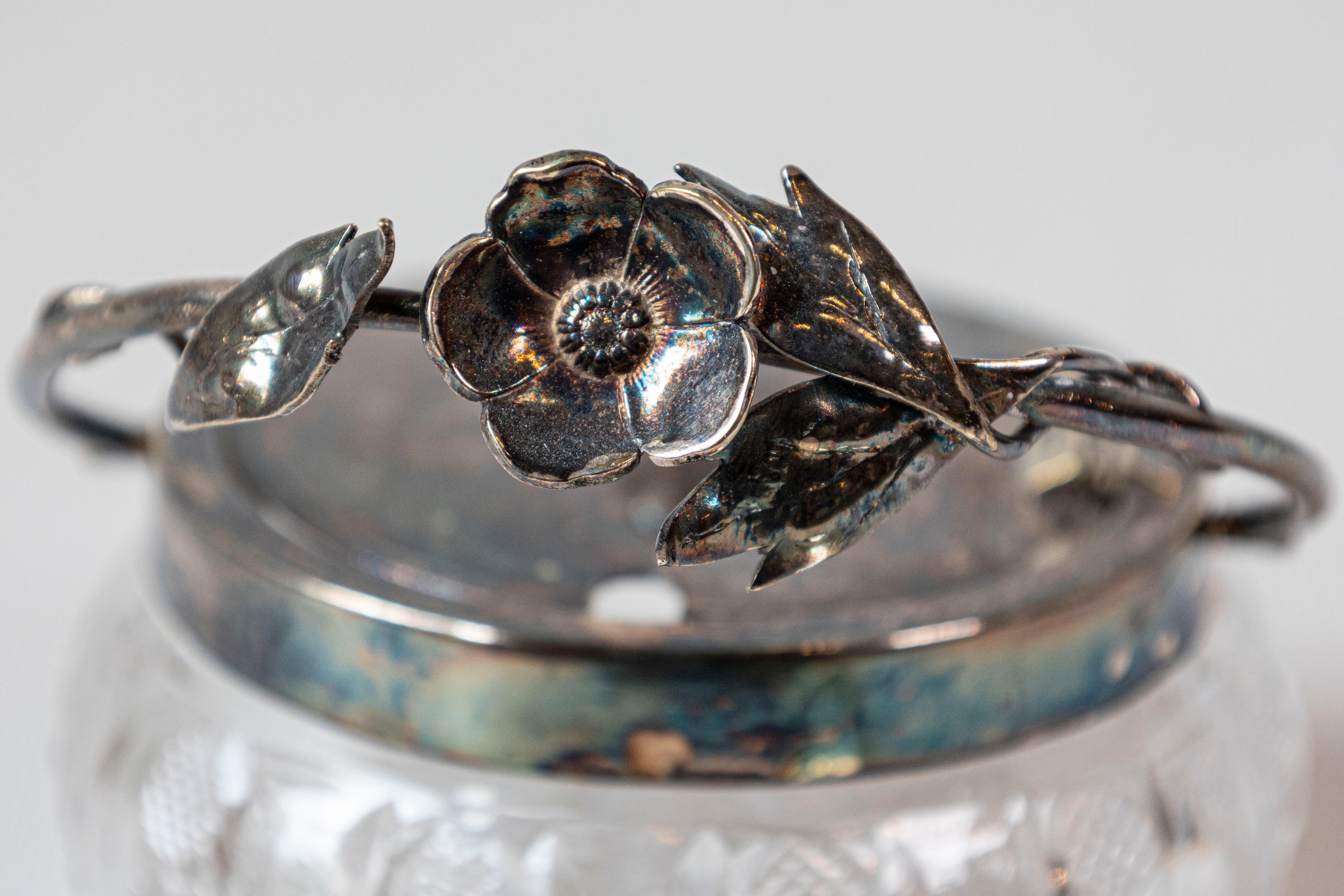 Early 20th Century English Cut Glass and Silver Plate Sugar Bowl For Sale 3