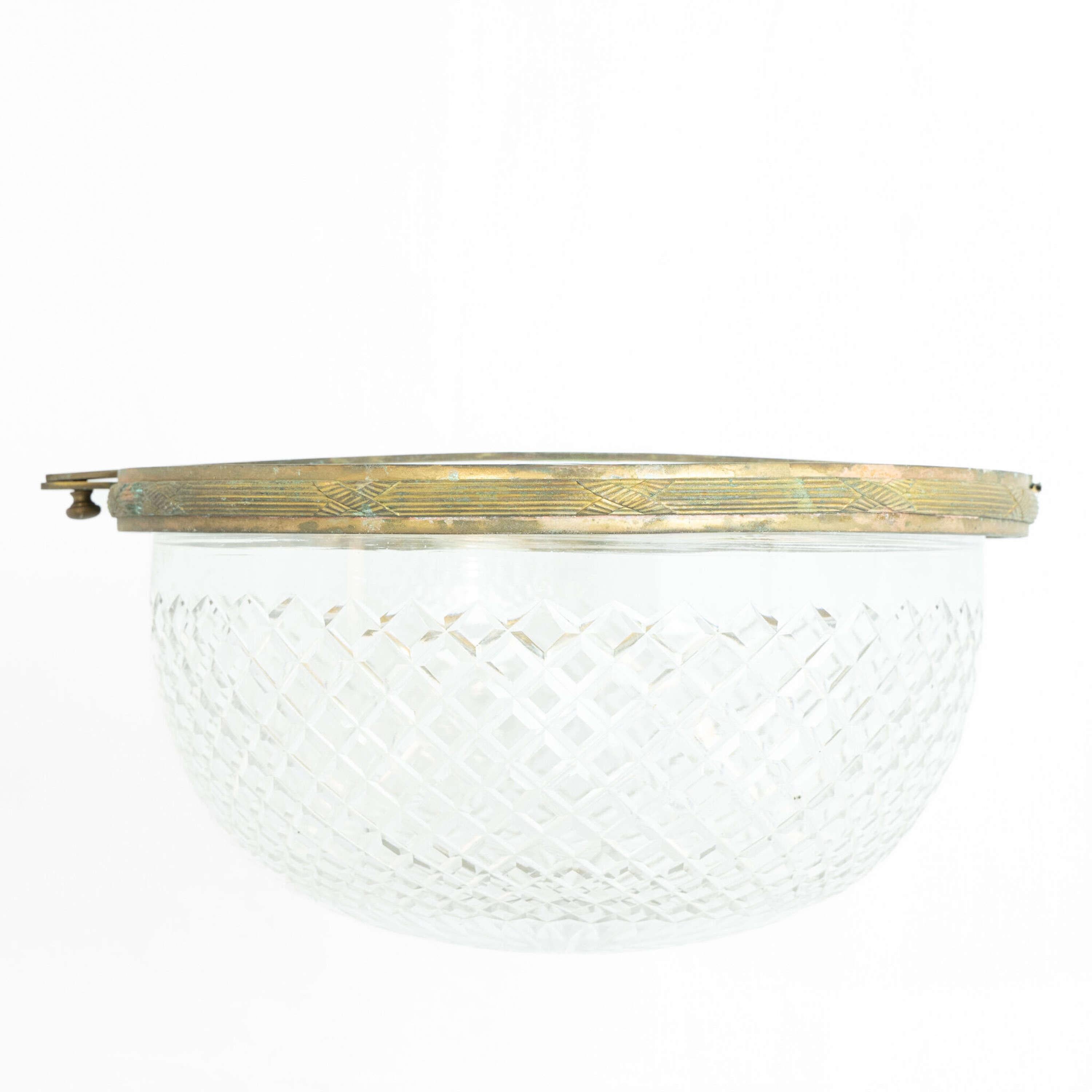 British Early 20th Century English Cut Glass Ceiling Light For Sale