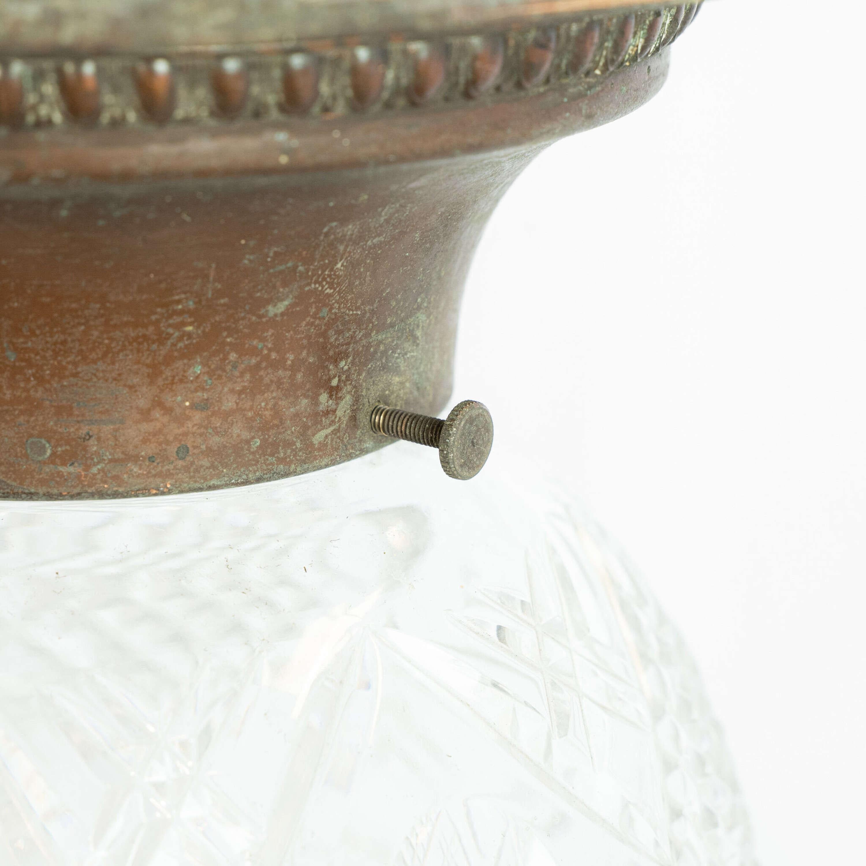 Britannico Lampada da soffitto/portico in vetro tagliato inglese dei primi del Novecento in vendita