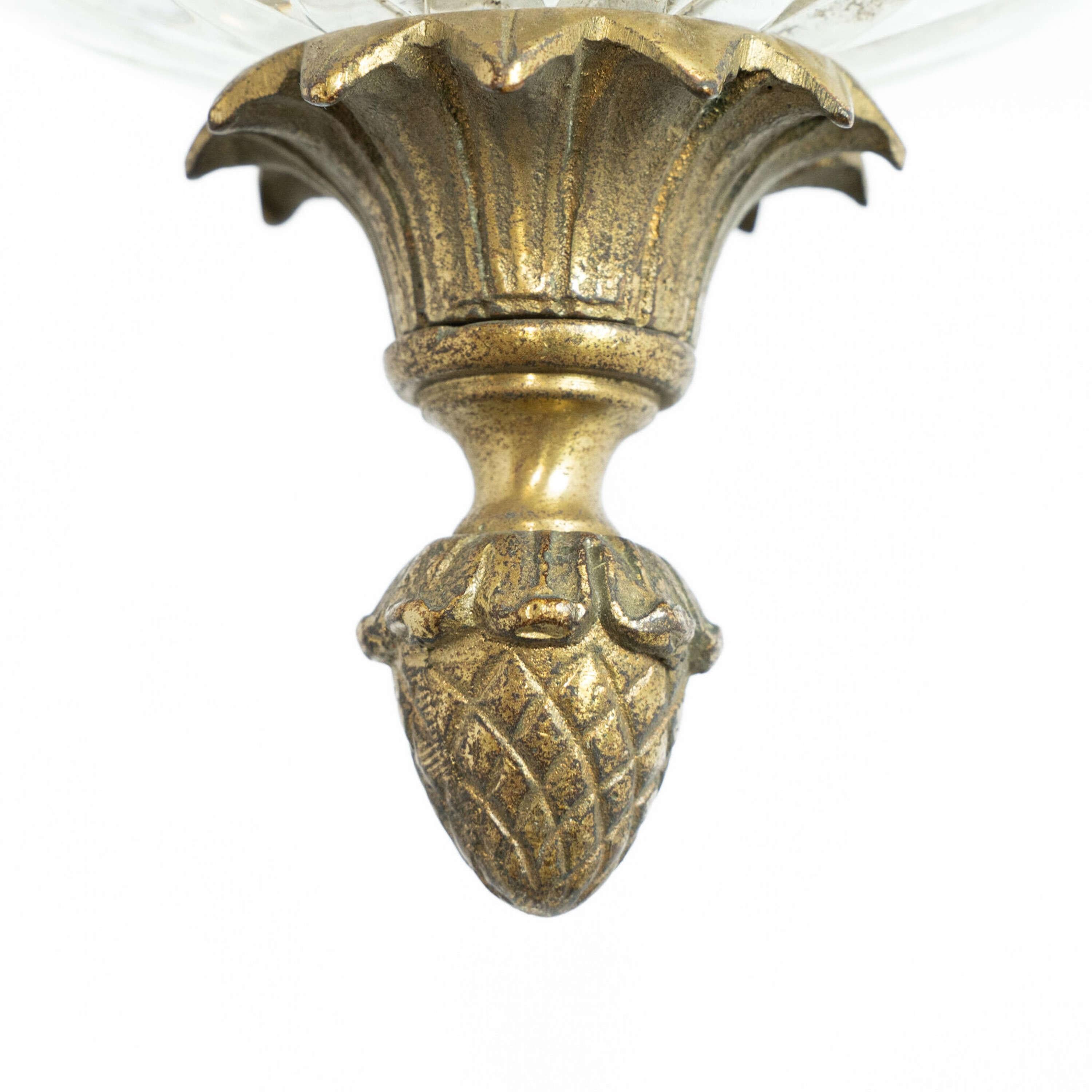 Fatto a mano Lampada da soffitto/portico in vetro tagliato inglese dei primi del Novecento in vendita