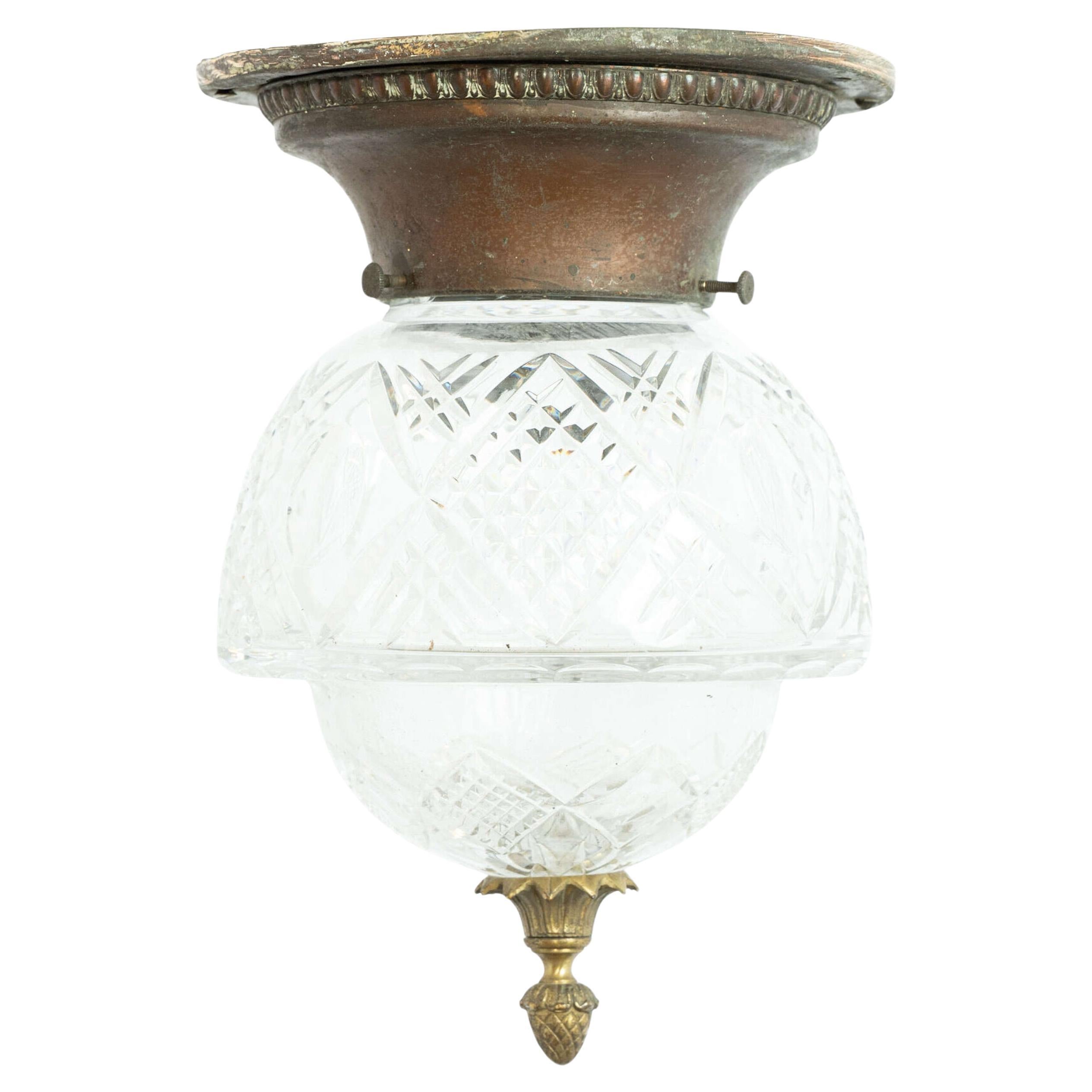 Plafonnier / Porch Light anglais du début du 20e siècle en verre taillé