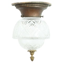 Antique Early 20th Century English Cut Glass Ceiling / Porch Light