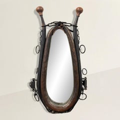 Early 20th Century English Draft Horse Collar Framed Mirror