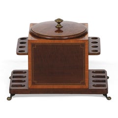 Humidificador eduardiano inglés de principios del siglo XX y soporte para 8 pipas