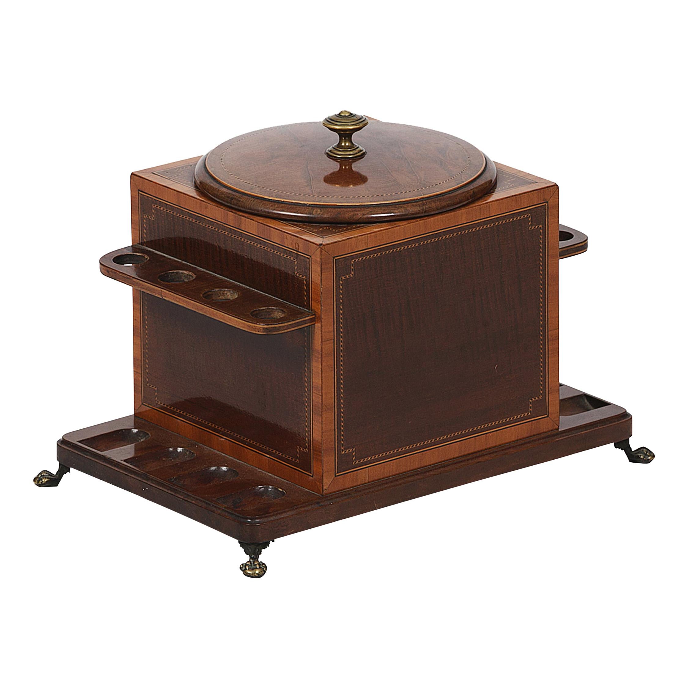 Early 20th Century English Edwardian Humidor and 8 Pipe Stand
