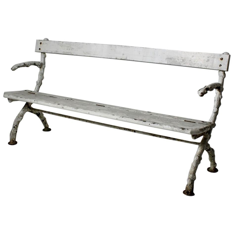 Early 20th Century English Faux Bois Cast Iron Garden Bench